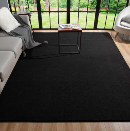 Soft polyester black rug texture detail
