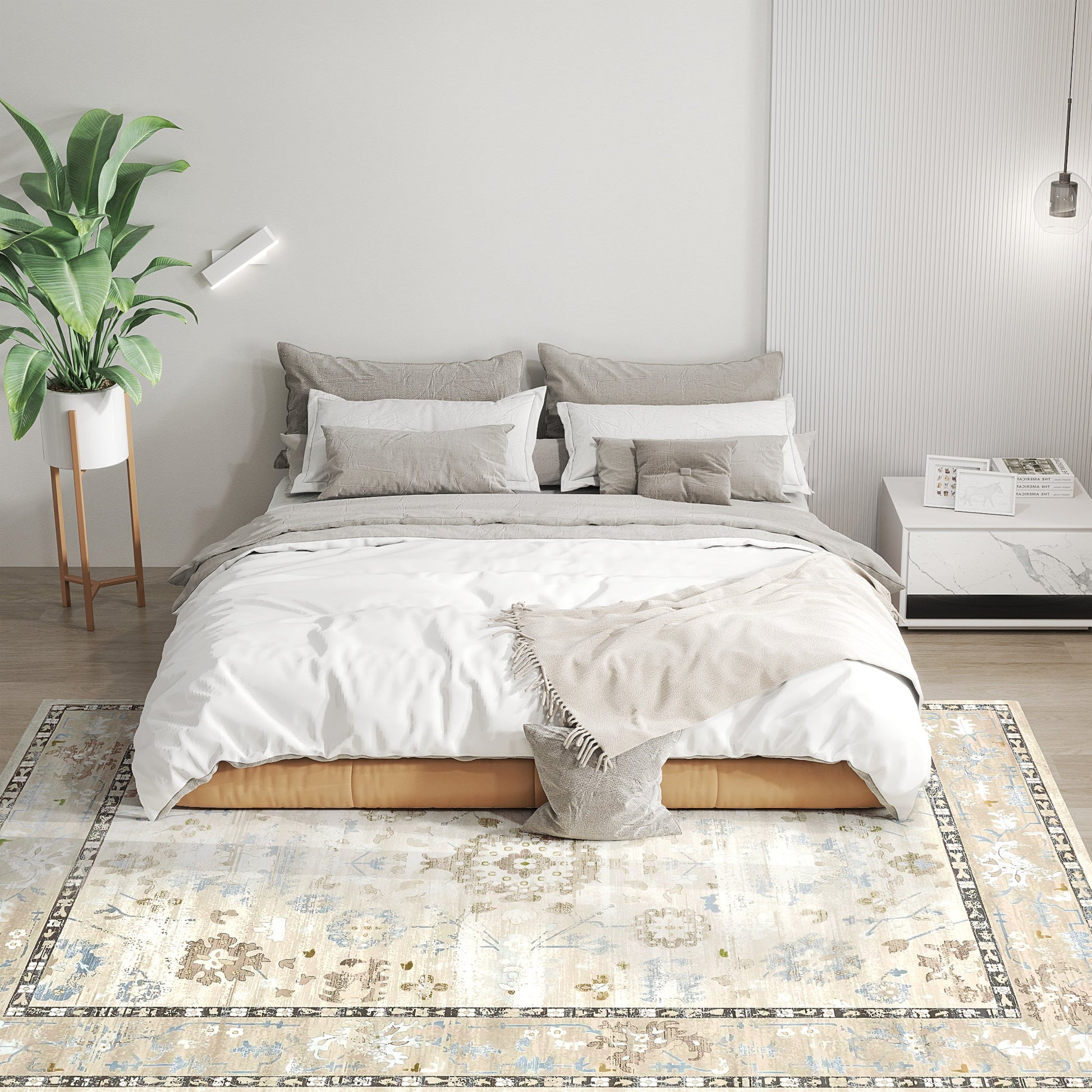 8x10 Area Rug Indoor Boho Machine Washable Carpet For Living Room Bedroom Dining Room Kitchen Blue - Blue - Living room