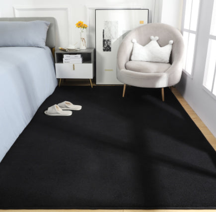 Minimalist black bedroom carpet with modern design